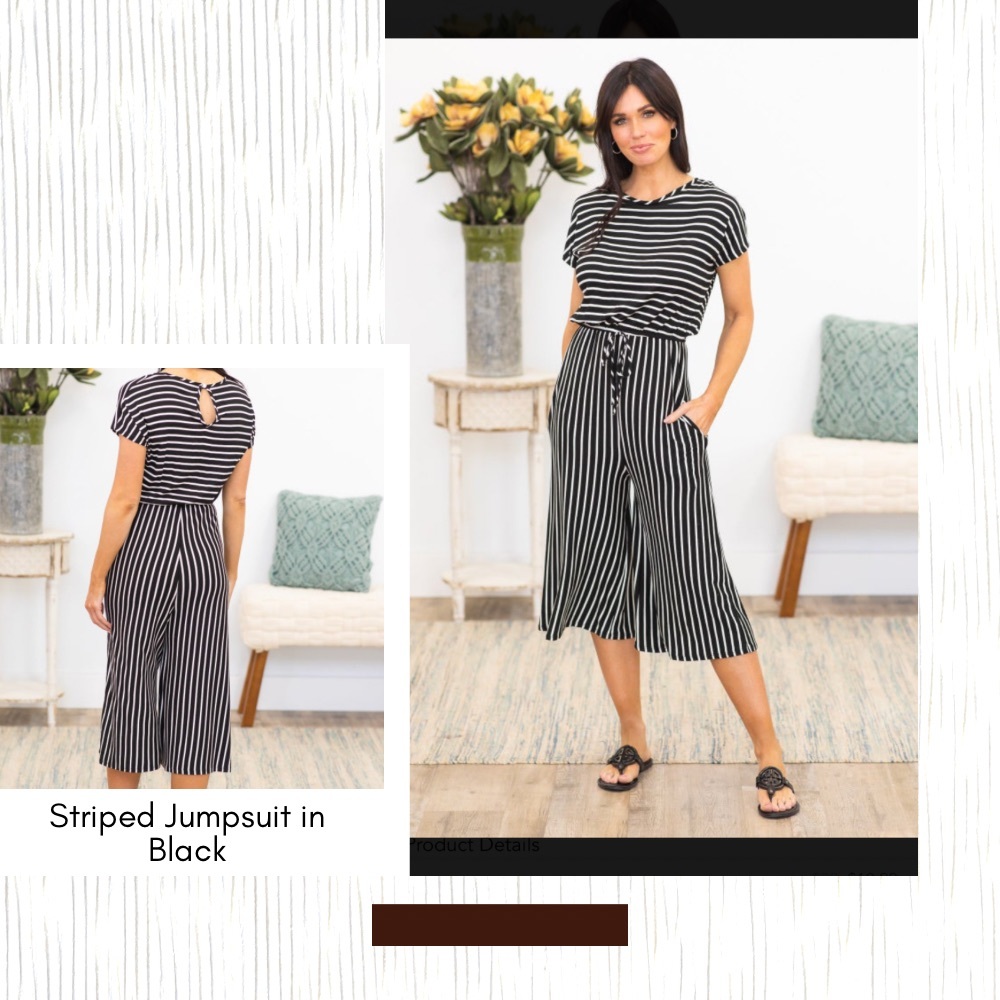 Women’s Striped Jumpsuit in Black - Size XL